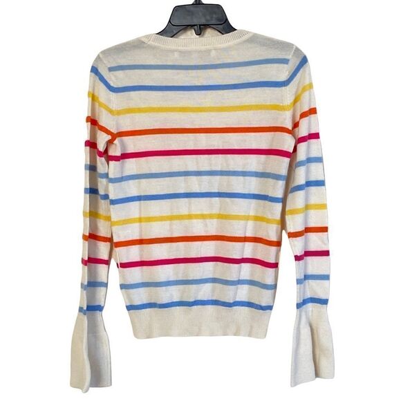 Lovers + Friends Attitude Rainbow Stripe Bell Sleeve Sweater Sz S - Picture 3 of 11